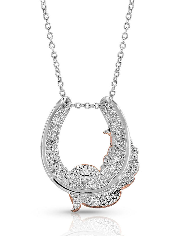 Montana Silversmiths NC4621 D Natural Luck Horseshoe Necklace - Sterling Silver Pendant for Women, Gift for Horse Lovers, Western Jewelry - Perfect for Cowgirl Outfits & Western Themed Events