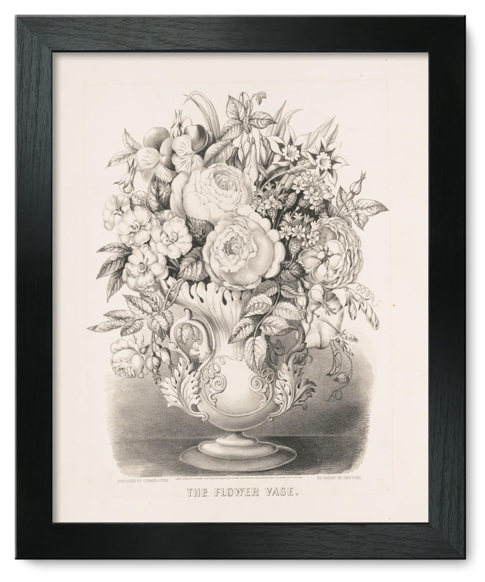 12x15 Framed Floral Art Print - The Flower Vase 1870 Vintage Wall Decor | Perfect for Living Room, Bedroom & Office Decor