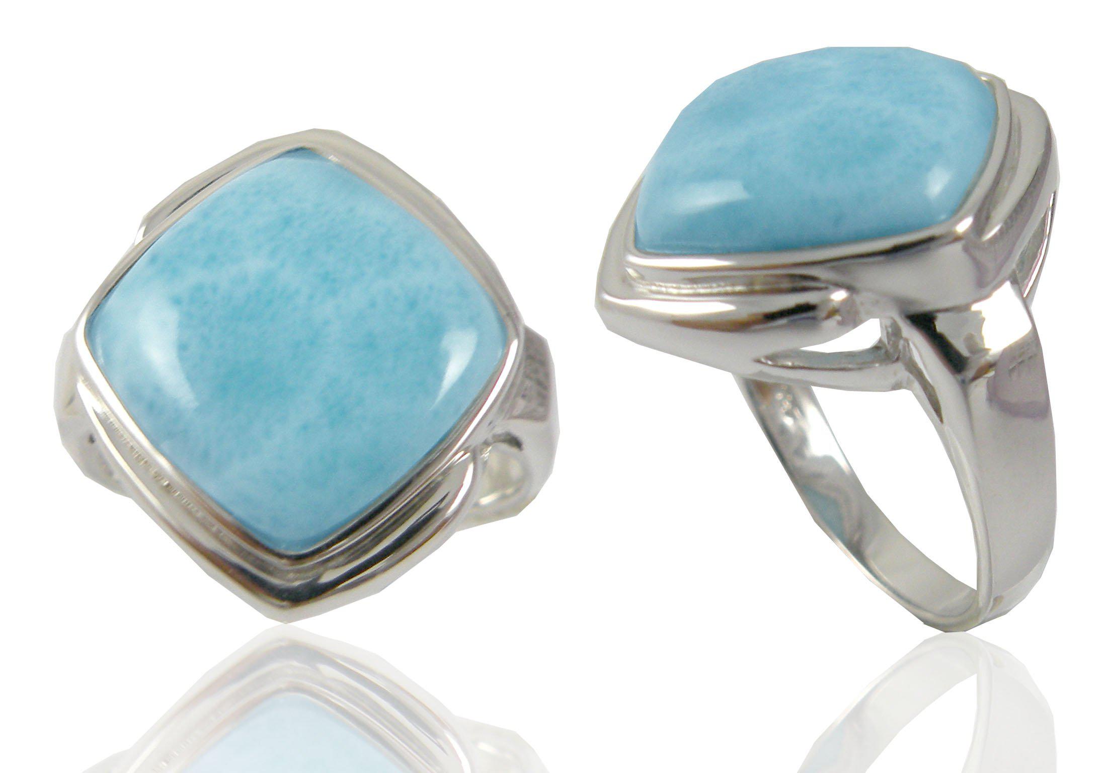 Larimar Gemstone Ring - Genuine Blue Stone Jewelry for Women - Perfect for Beach Weddings & Boho Fashion