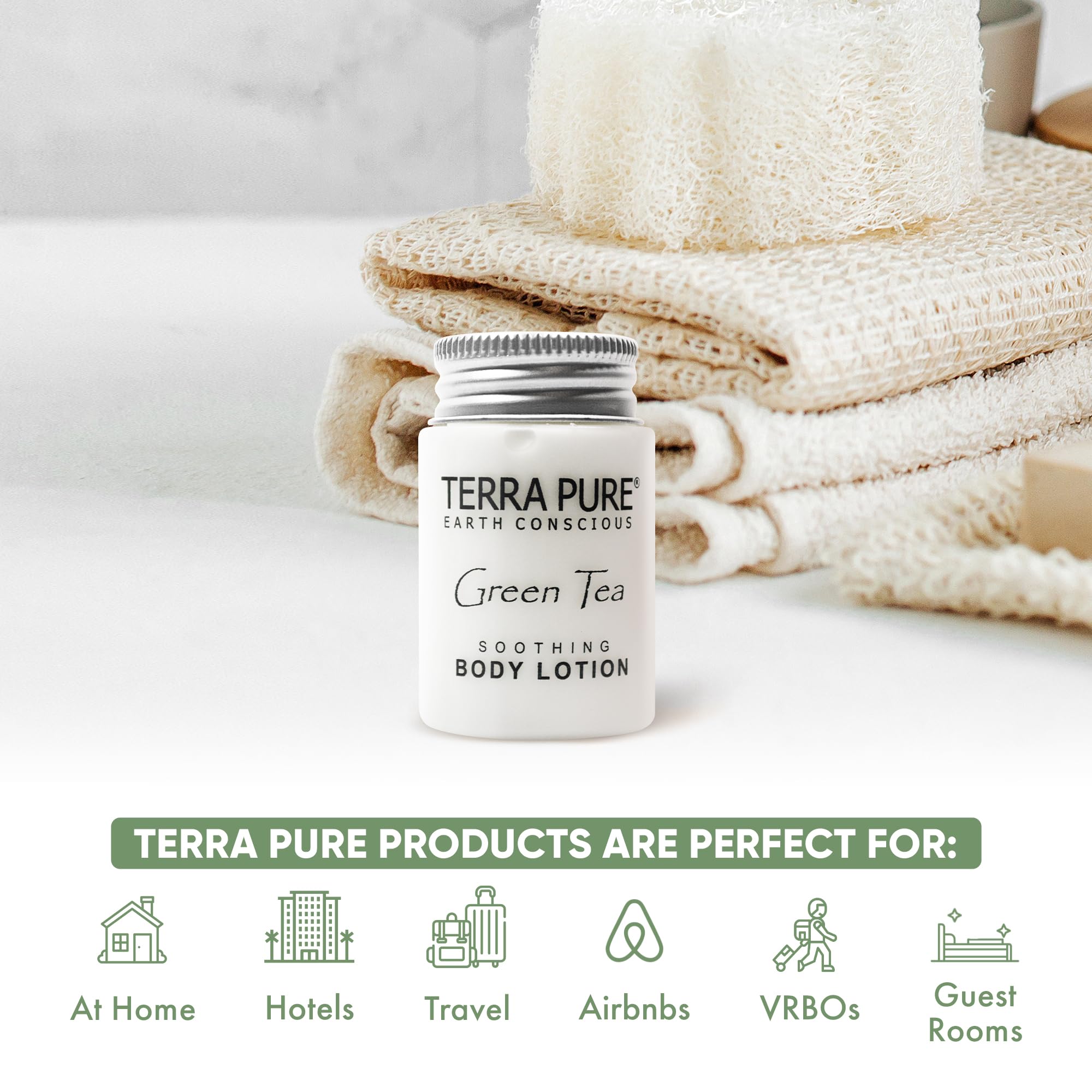 Terra Pure Moisturizing Body Lotion - Travel Size 1 oz (Pack of 300) - Hotel Amenities & Sample Sizes for Hospitality, Spas, Gyms, and Guest Welcome Kits
