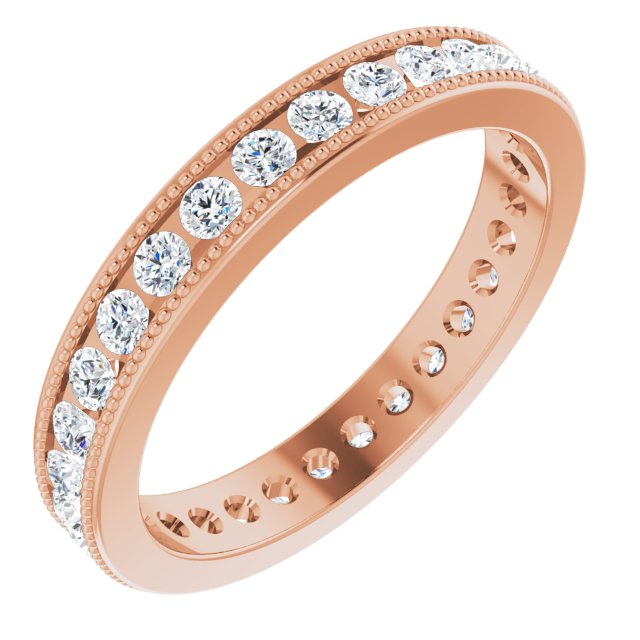0.90 Carat Round Diamond Eternity Wedding Band with Milgrain Accent - Perfect for Anniversary Gifts, Bridal Jewelry & Special Occasions