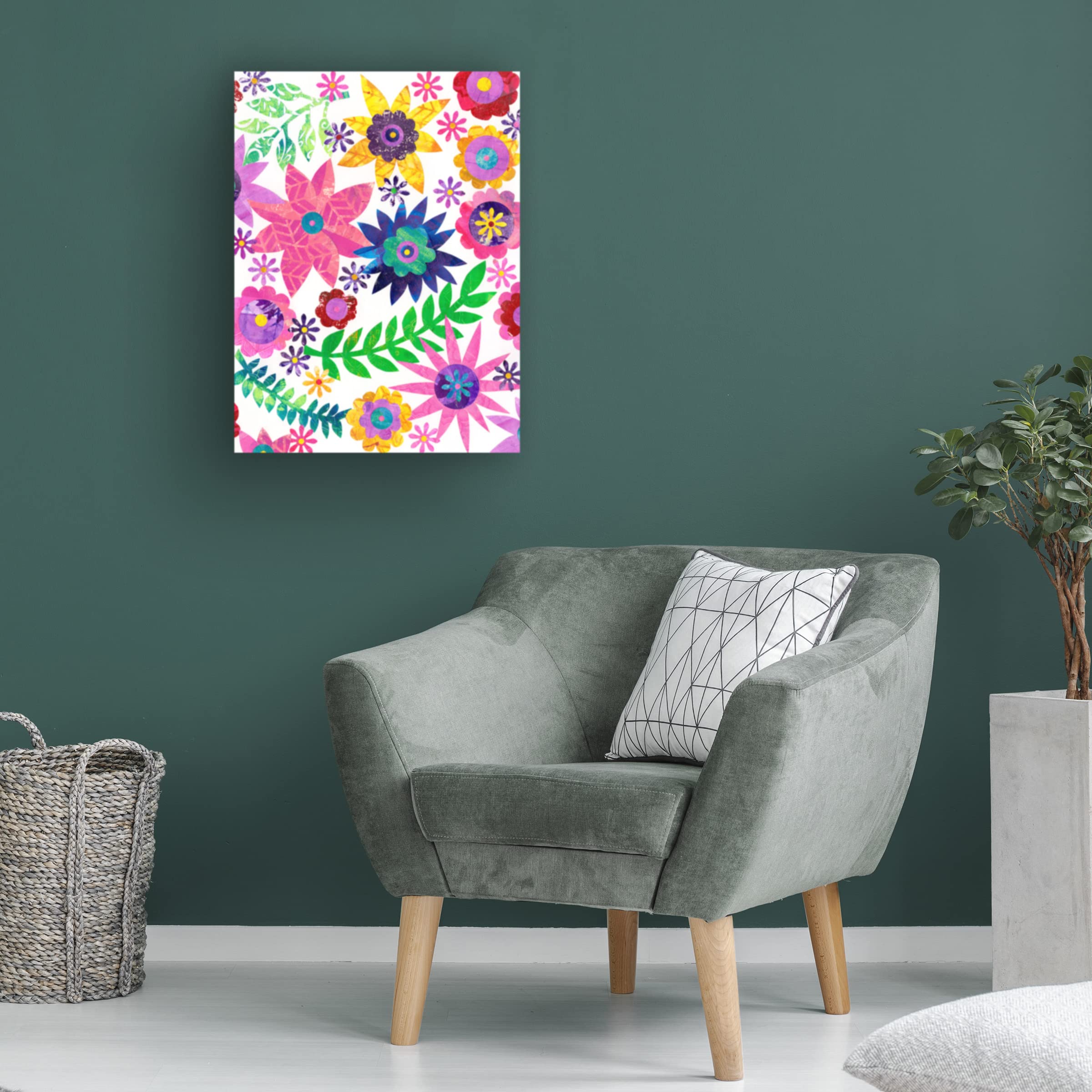 Trademark Fine Art 'Hippie Floral II' Canvas Wall Art by Regina Moore - Vibrant Bohemian Floral Painting for Living Room, Bedroom & Office Decor