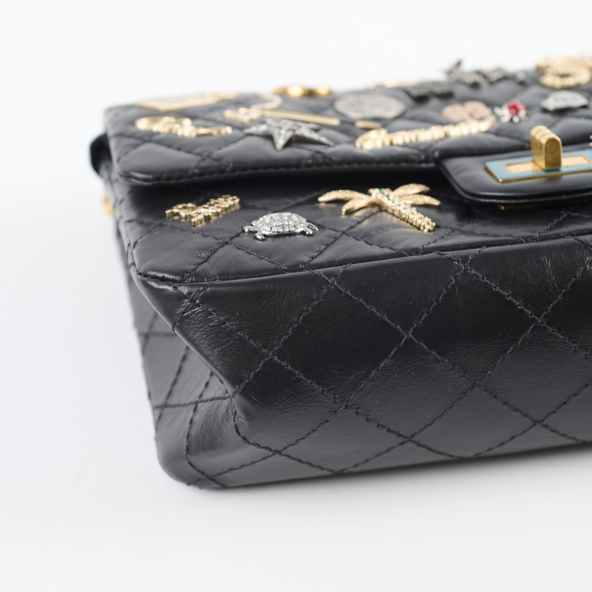 Chanel Reissue 2.55 Lucky Charms Small Black Leather Flap Bag 24 Series - Luxury Designer Handbag for Women, Perfect for Evening Events & Special Occasions