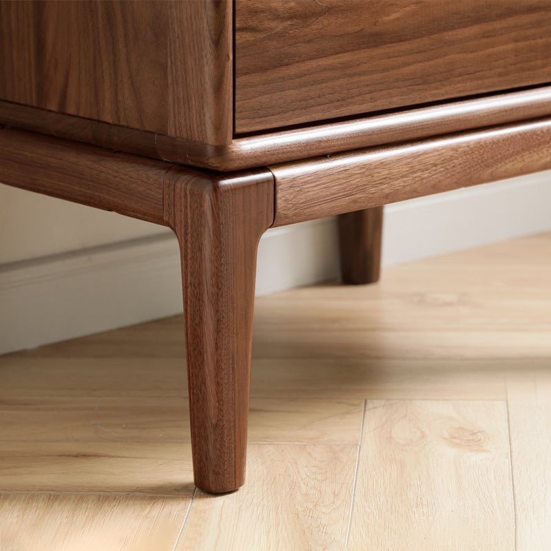 Premium Black Walnut & Ash Solid Wood Nightstand - Modern Nordic Style Bedside Table for Bedroom, Living Room, or Office - Durable & Stylish Furniture with Storage Shelf