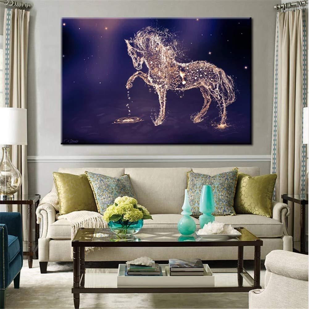 5D DIY Diamond Painting Kit - Water Horse Full Drill Square Diamond Art, 80x100cm (32x40in) for Home Decor, Wall Art, Bedroom & Living Room, Perfect Gift for Adults & Craft Lovers - Relaxing Stress Relief & Creative Hobby Activity