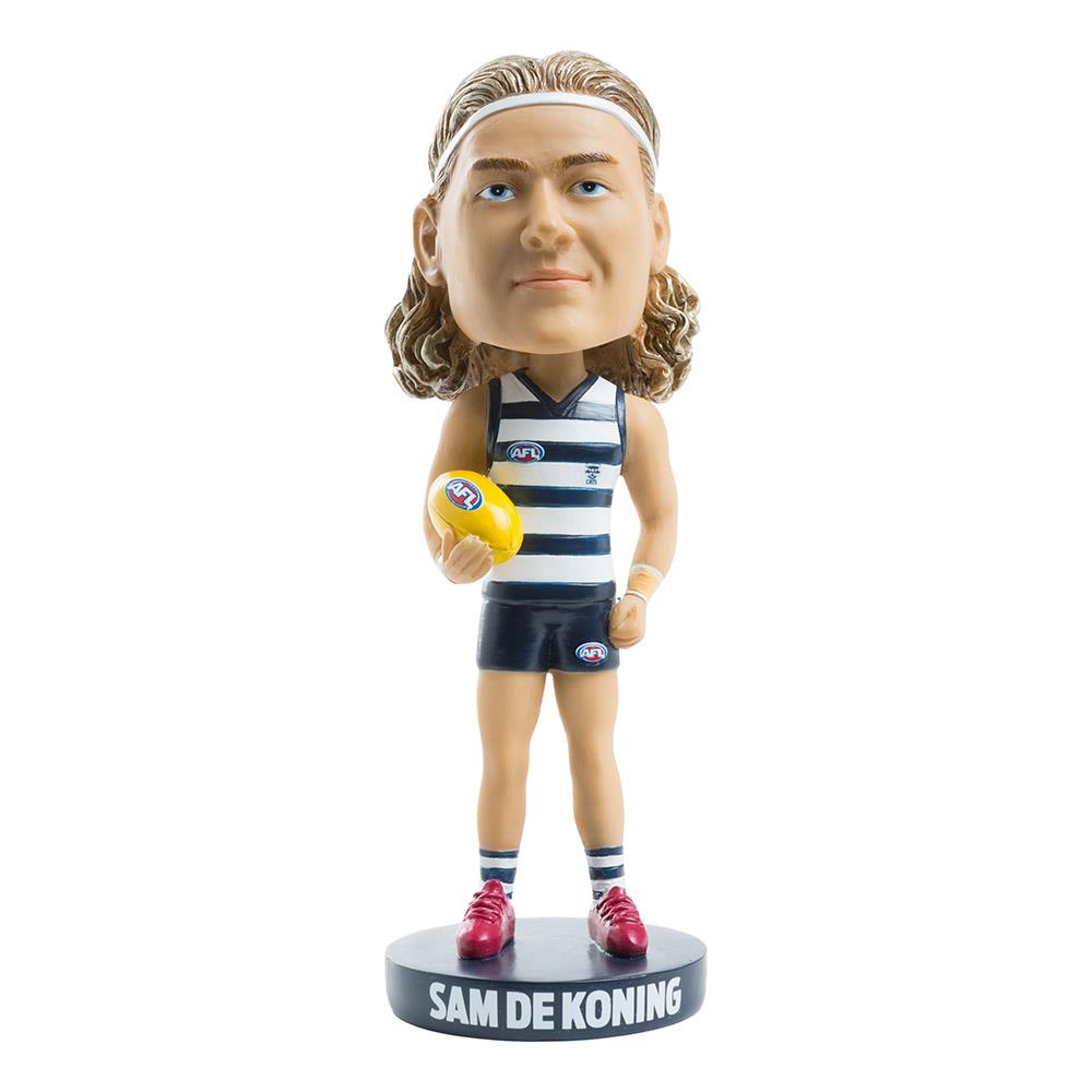 Geelong Cats AFL Sam De Koning Bobblehead - Official AFL Collectible - Perfect for Sports Fans & Memorabilia Collectors - Great Gift for Football Enthusiasts - Display for Home, Office, or Man Cave Decor