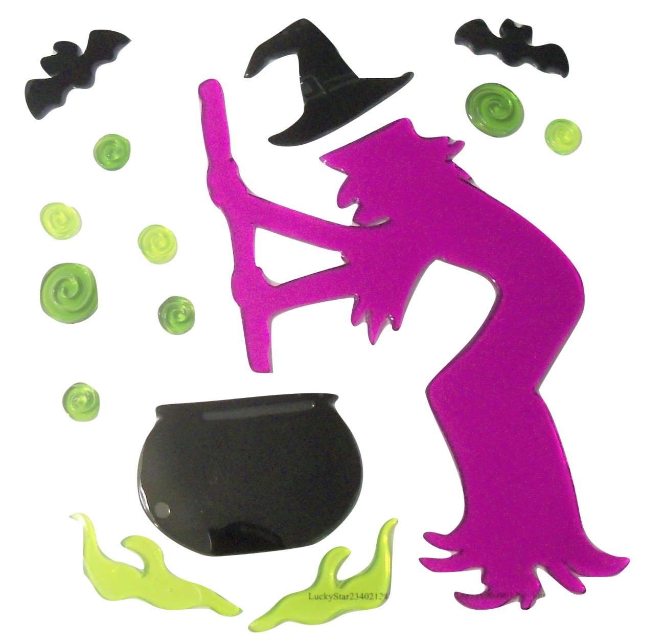 Halloween Reusable Gel Window Clings - Witches Brew Decor (17 Clings, 1 Sheet) for Windows, Doors & Glass - Spooky Party & Home Decoration