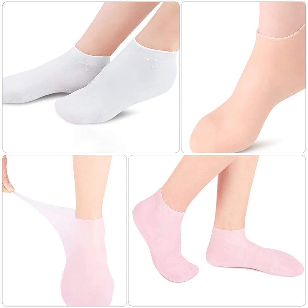 3 Pairs Moisturizing Gel Socks for Women & Men - Soft Foot Care Socks with Heel Pads - Hydrating Lotion Socks for Cracked Heels & Dry Feet - Perfect for Night Treatment, Spa, Pedicure & Home Relaxation