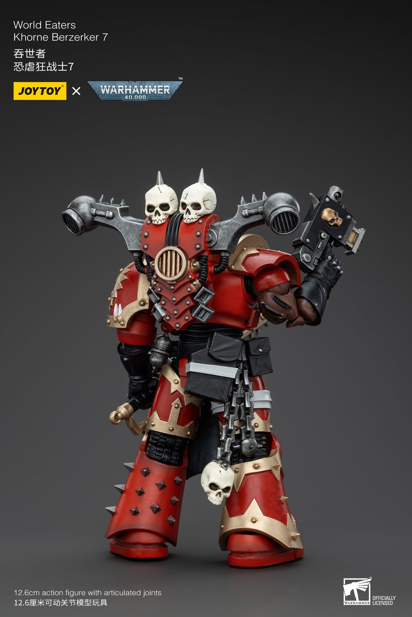 JOYTOY 1/18 Scale Warhammer 40K World Eaters Khorne Berzerker Action Figure - Collectible Miniature for Tabletop Gaming & Display