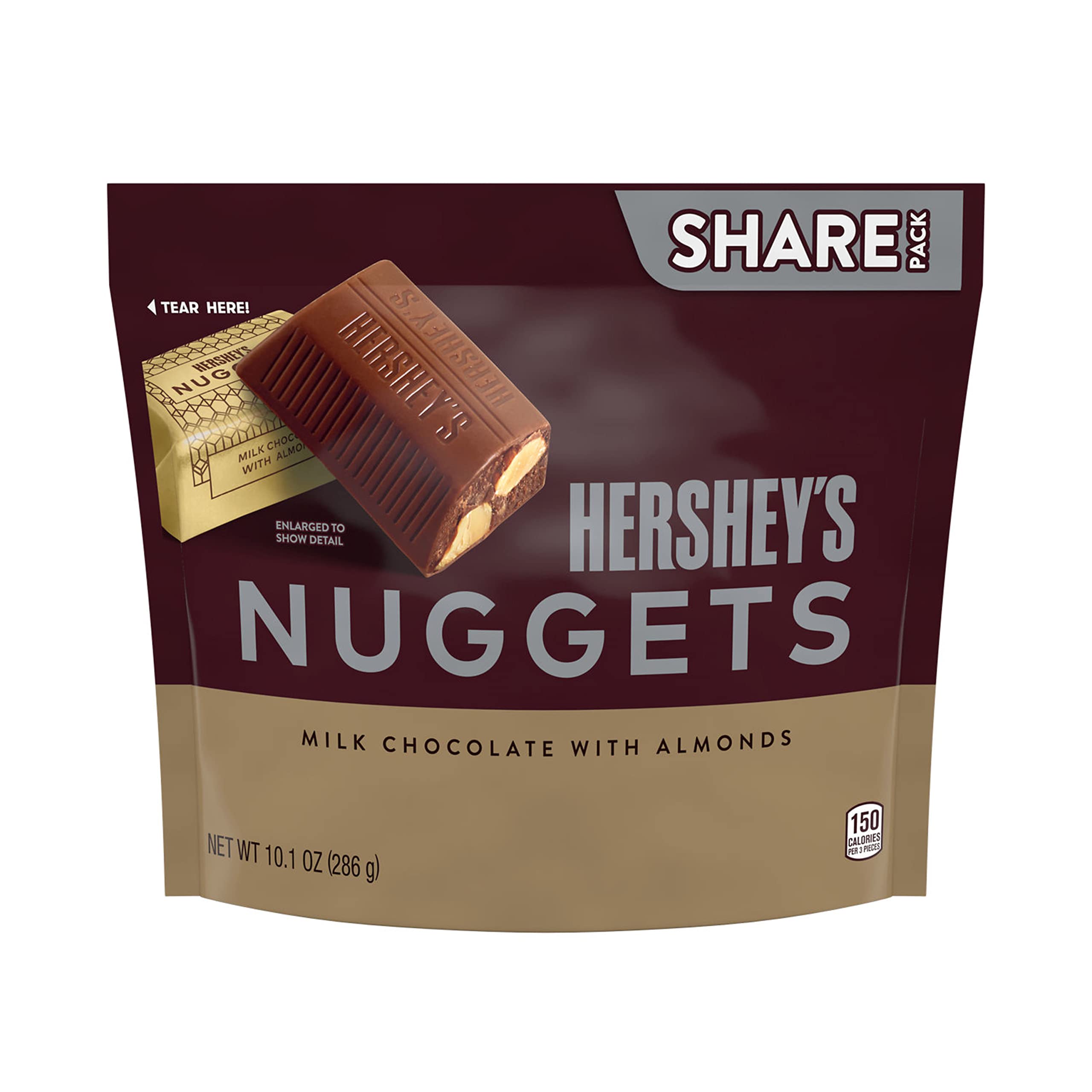 HERSHEY'S Milk Chocolate Almond Nuggets Candy - 10.1 Oz Bulk Pack for Sharing | Perfect for Parties, Office Treats & Holiday Gift Baskets