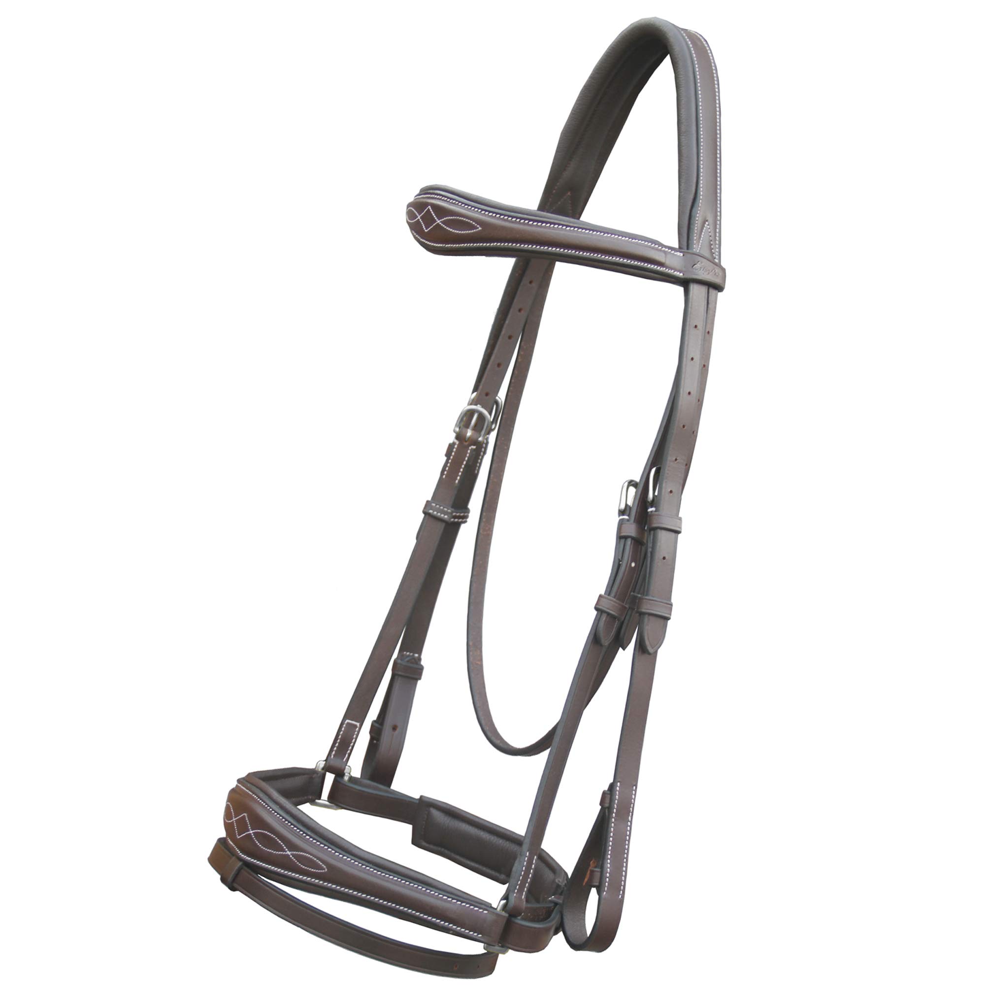 Exion Soft Padded Anatomic Dressage Bridle with Crank Noseband & Reins for Horses - Perfect for Training, Show Jumping & Equestrian Competitions