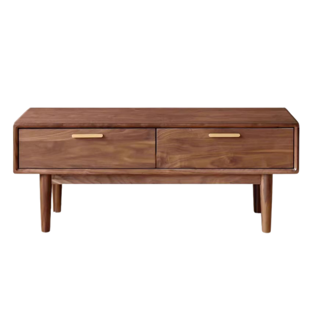 Solid Black Walnut Wood Storage Coffee Table with Rock Plate - Rustic Living Room Furniture for Home Decor & Organization