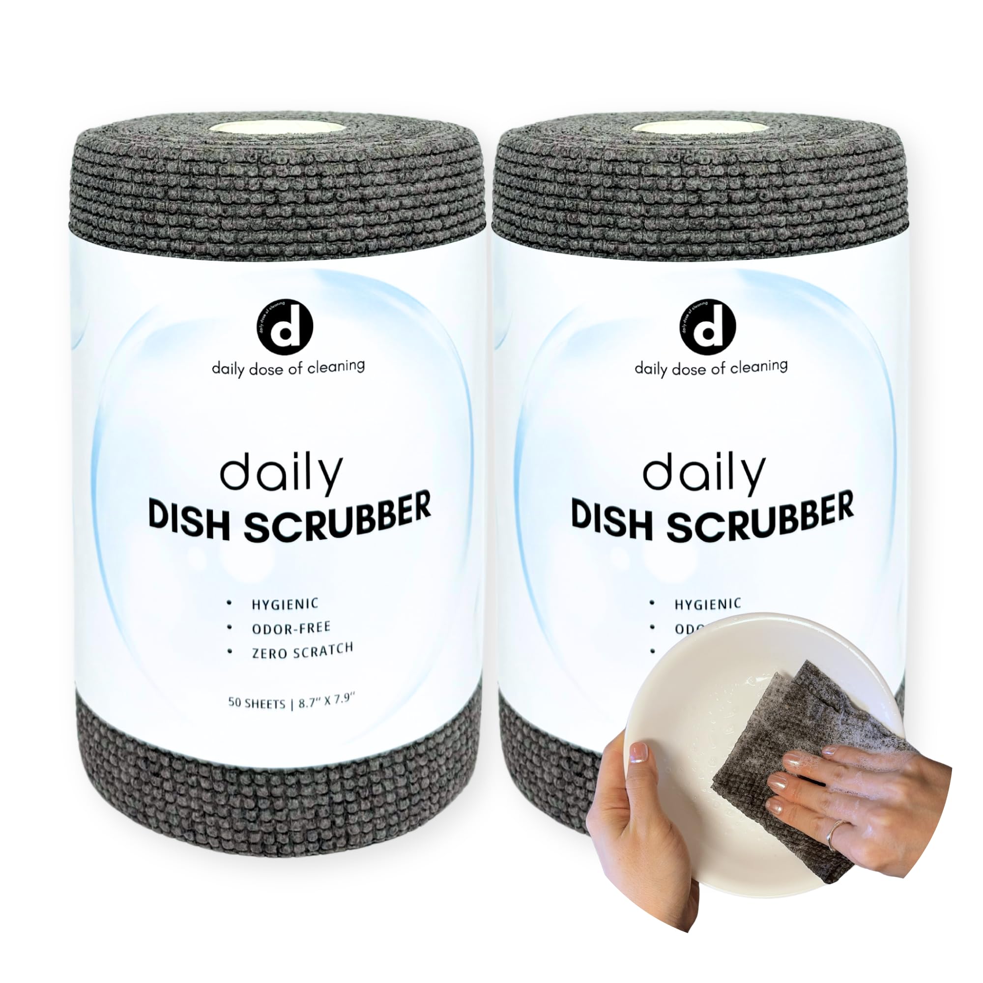 Non-Scratch Dish Scrubber (100 Sheets) - Quick Drying & Odor-Free for Kitchen & Bathroom Cleaning