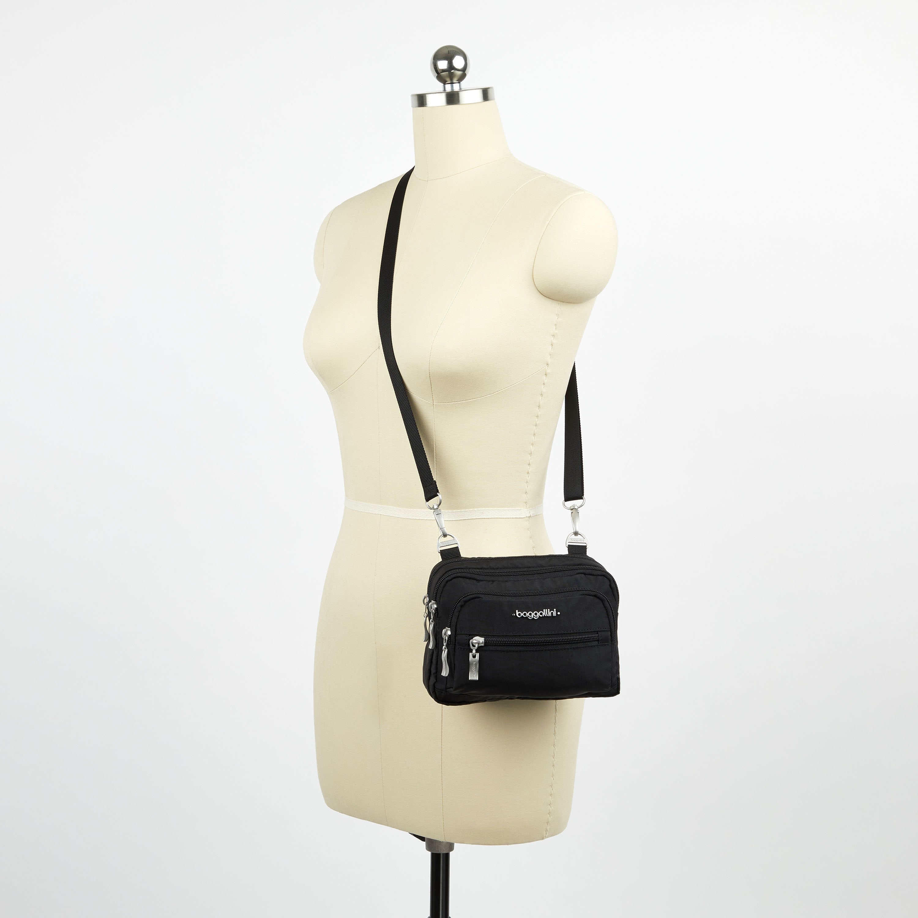 Baggallini Triple Zip Crossbody Bag for Women - Lightweight Travel Purse with Multiple Pockets - Perfect for Everyday Use, Commuting & Travel
