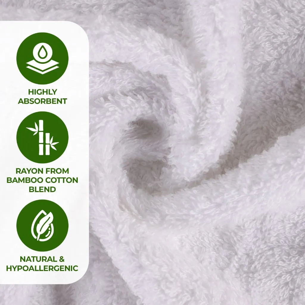 8-Piece Bamboo Rayon Towel Set - Ultra Soft, Eco-Friendly & Fluffy Bath Towels for Spa, Gym & Luxury Home Use