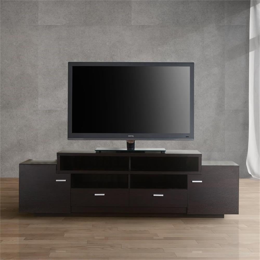 Furniture of America Braswell 72-Inch Wood TV Stand with Multi-Storage in Cappuccino Finish - Perfect for Living Room, Home Theater & Entertainment Center Organization