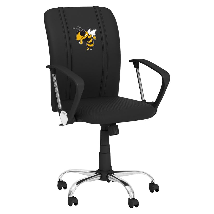 Georgia Tech Yellow Jackets Curve Task Chair with Buzz Logo - Ergonomic Office Chair for Home and School