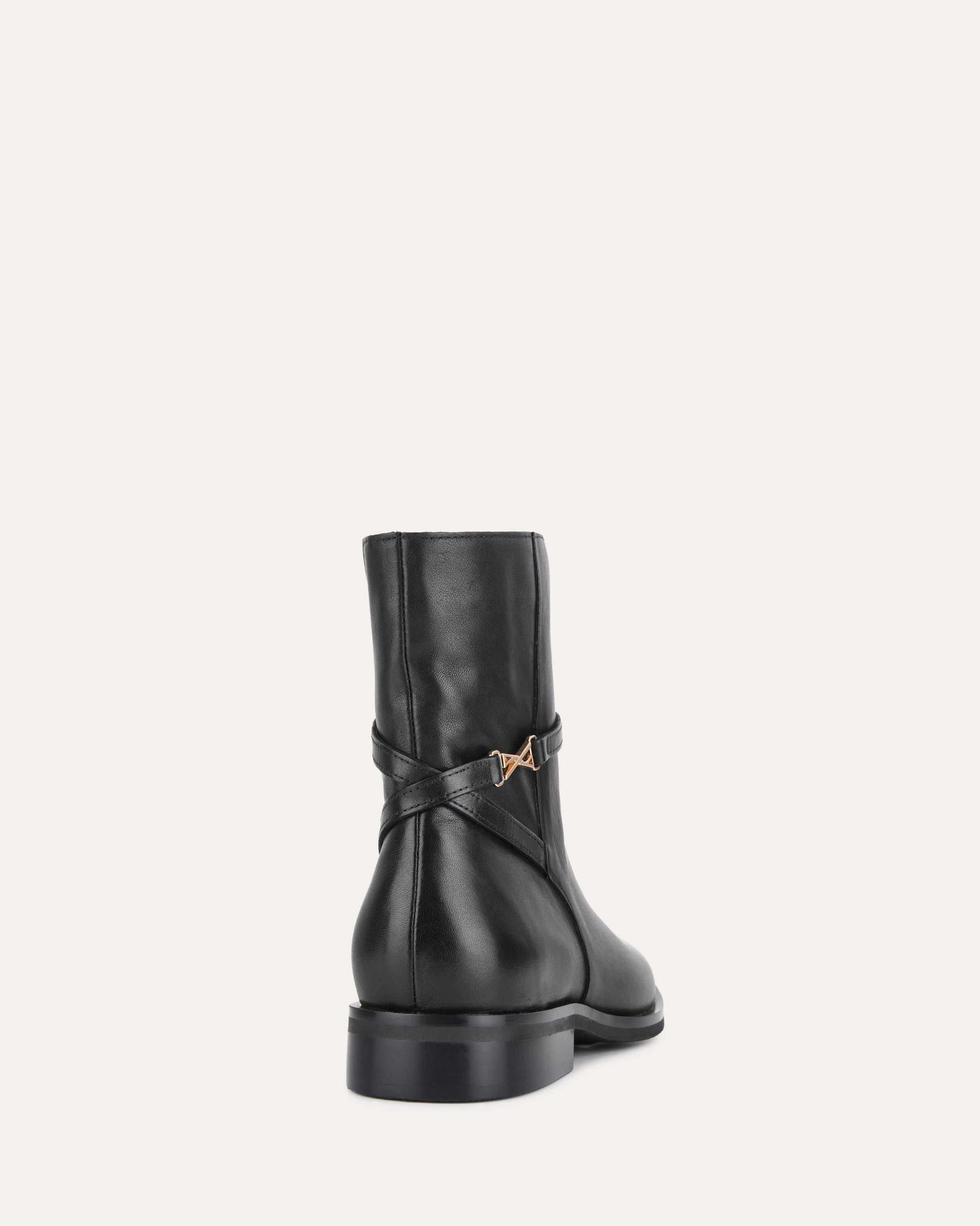 GILBERT Women's Black Leather Flat Ankle Boots - Stylish & Comfortable for Casual Wear, Office & Outdoor Activities