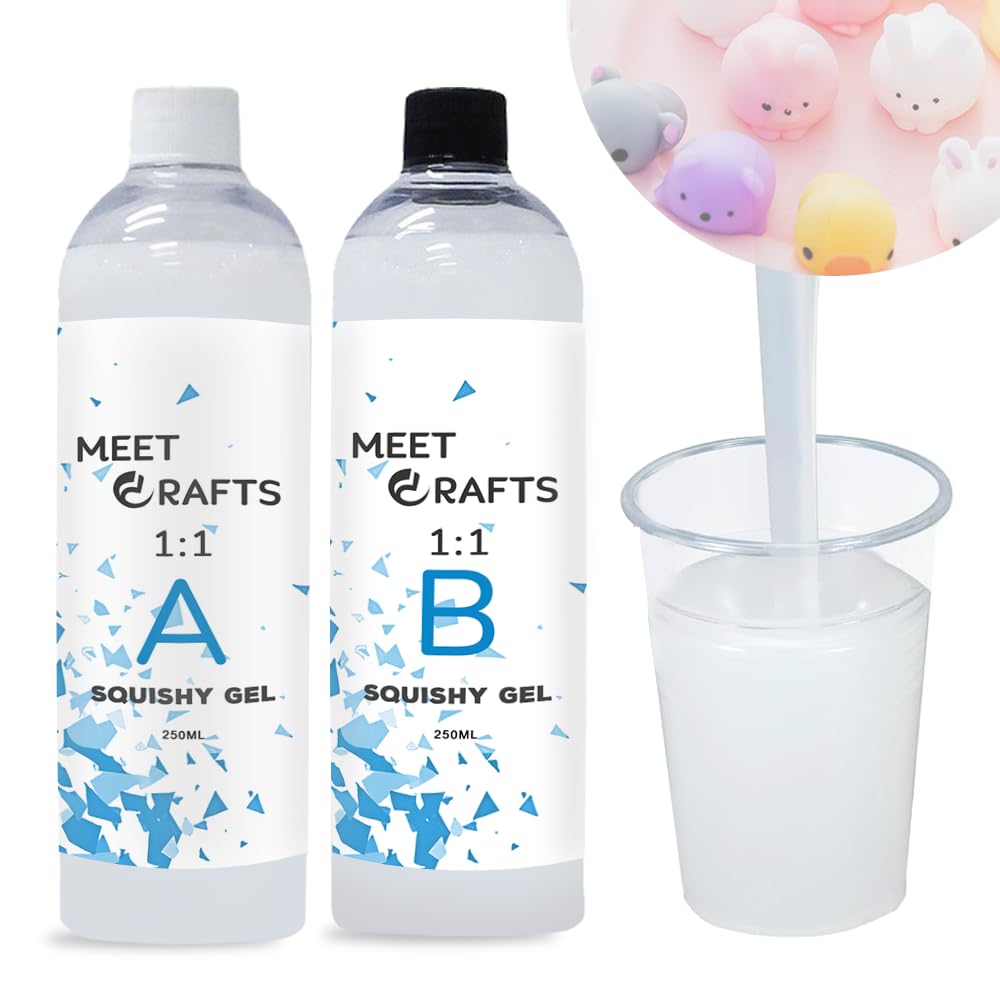 Meetcrafts 1:1 AB Squishy Resin Gel Kit - DIY Soft Liquid Silicone Rubber for Stress Relief Toys, Squeeze Sensory Fidget Toys for Kids & Adults - Perfect Gift for Anxiety Relief and Fun Crafting Projects