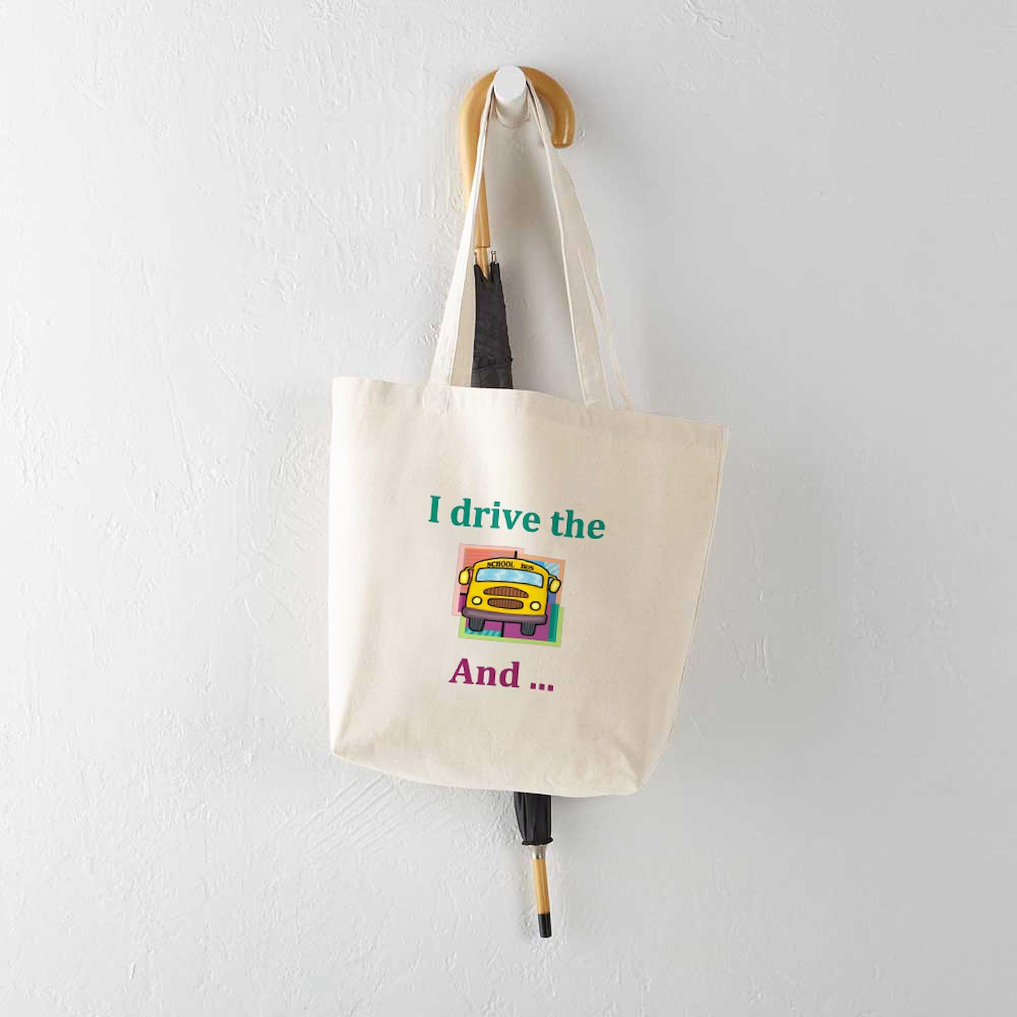 School Bus Driver Tote Bag - Natural Canvas Reusable Shopping Tote for Teachers & Drivers - Perfect for Work, Groceries & Everyday Use
