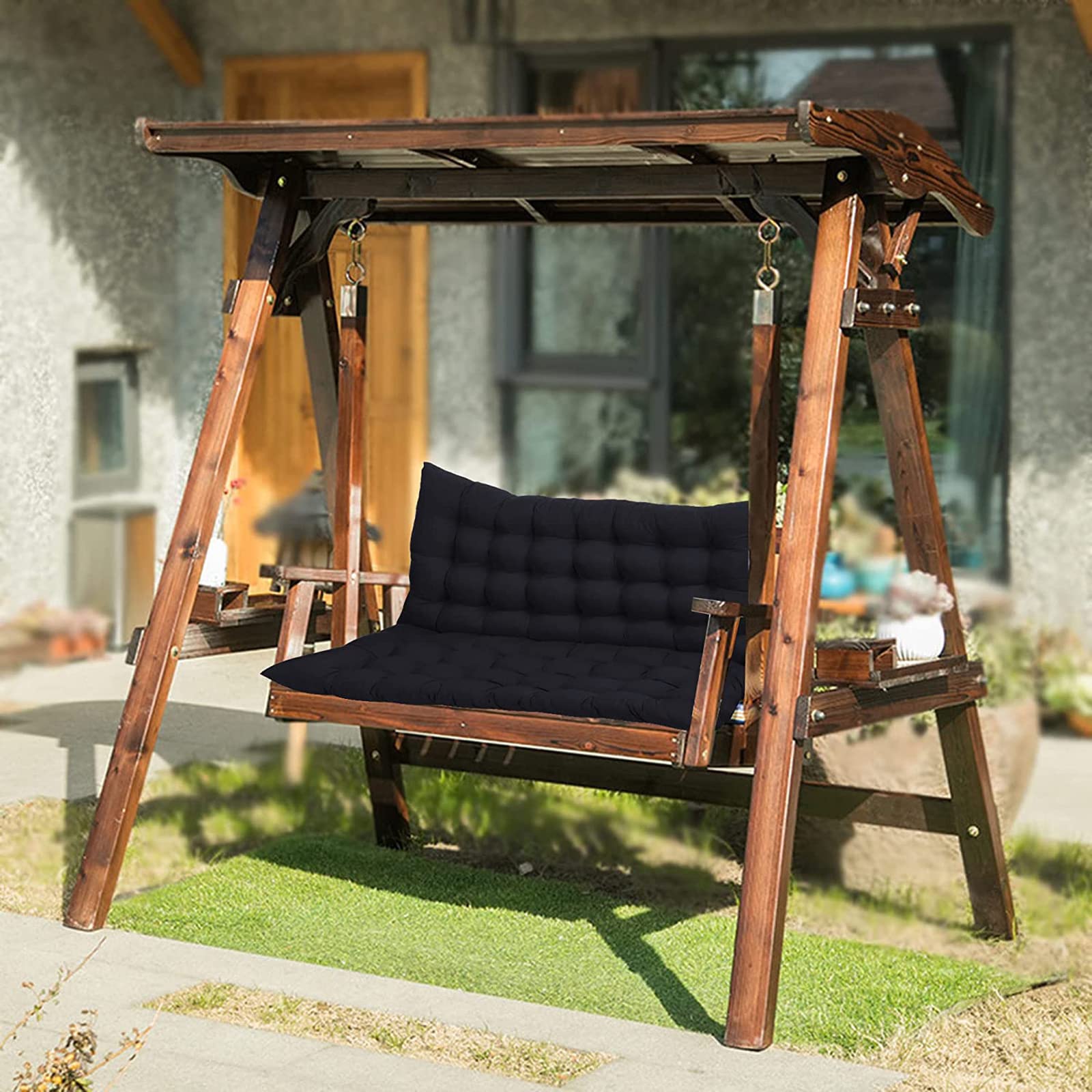 Outdoor Swing Replacement Cushions - Washable 2 or 3 Seater with Backrest for Garden, Patio, Indoor & Balcony Use | Durable Bench Seat Cushions for Comfortable Relaxation