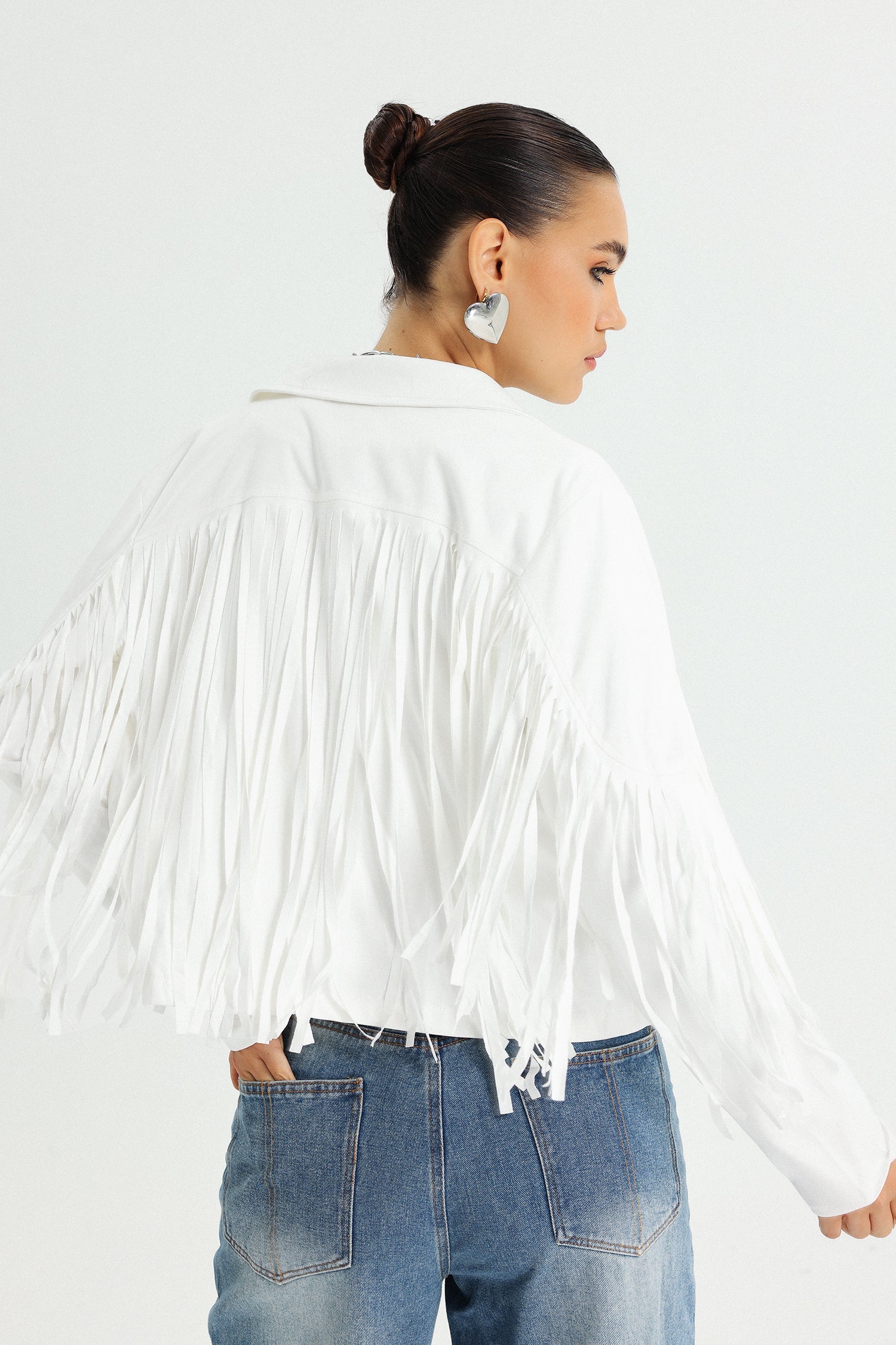 Stylish Estella Tassel Jacket for Women - Trendy White Coat with Elegant Fringe Details | Perfect for Fall Fashion, Date Nights & Office Wear