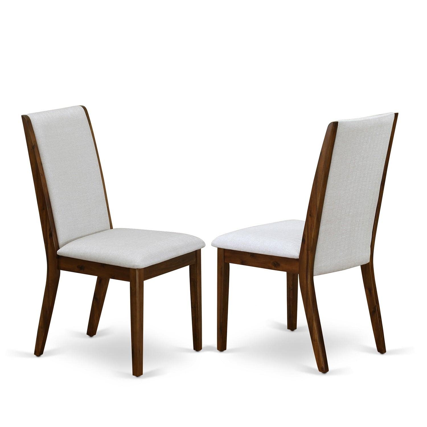 East West Furniture LAP8T05 Lancy Parson Dining Room Chairs - Set of 2 Grey Linen Upholstered Chairs with Walnut Legs for Elegant Dining Room & Kitchen Decor