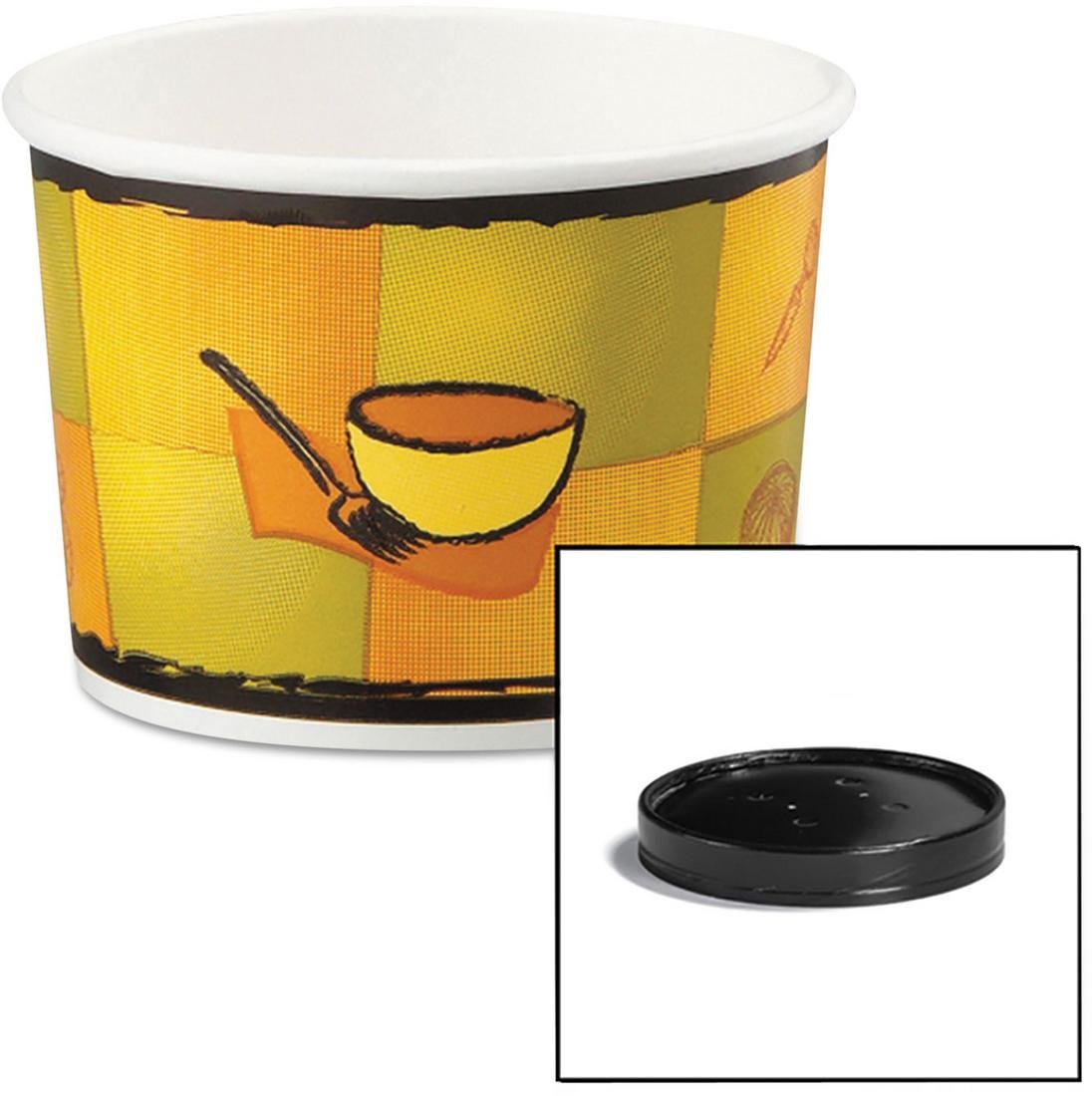 71850 Soup Food Containers with Vented Lids - Streetside Pattern - 12 oz (250/Carton) - Perfect for Takeout, Catering & Meal Prep