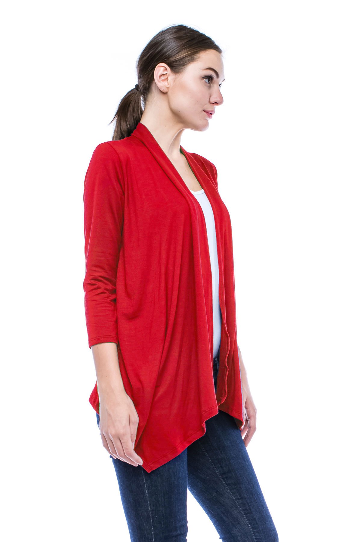 Lightweight 3/4 Sleeve Open Front Drape Cardigan for Women - Soft Knit Cover Up for Spring & Fall - Perfect for Office, Date Night and Casual Outings