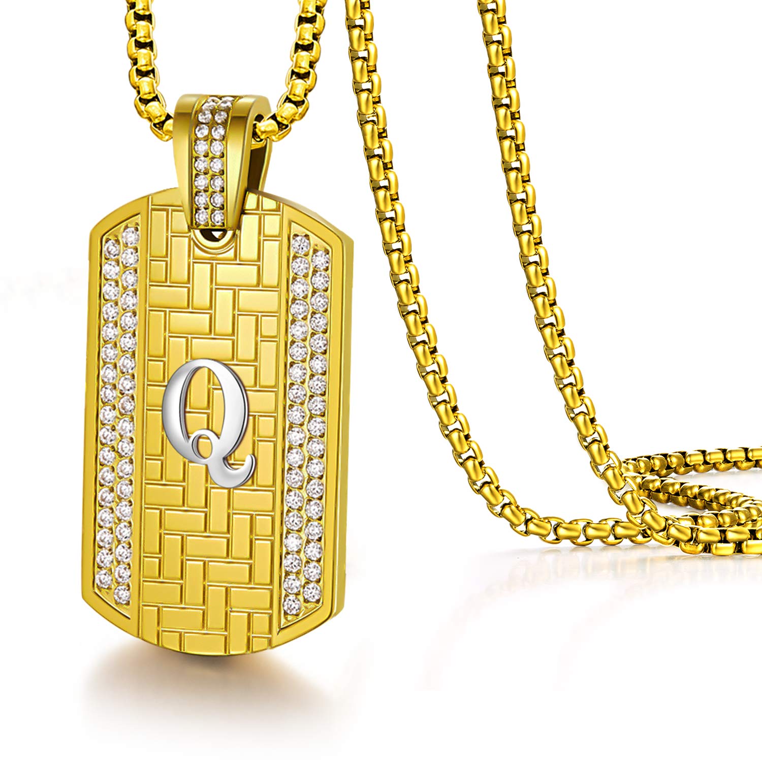 ETEVON Men's 18K Gold Plated Initial Pendant Necklace - Personalized Letter Chain for Men, Boys, Husband - Graduation, Birthday, Anniversary, Christmas Jewelry Gift for Him - Perfect for Date Nights, Weddings & Special Occasions