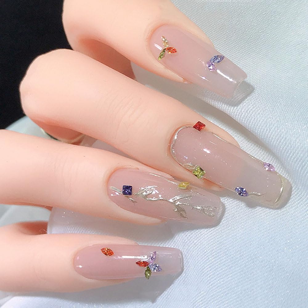 100pcs Mini Nail Rhinestones - Colorful Zircon 3D Pointed Bottom Nail Gems for Nail Art, Manicure & Crafting | DIY Nail Design, Wedding, Party & Salon Use