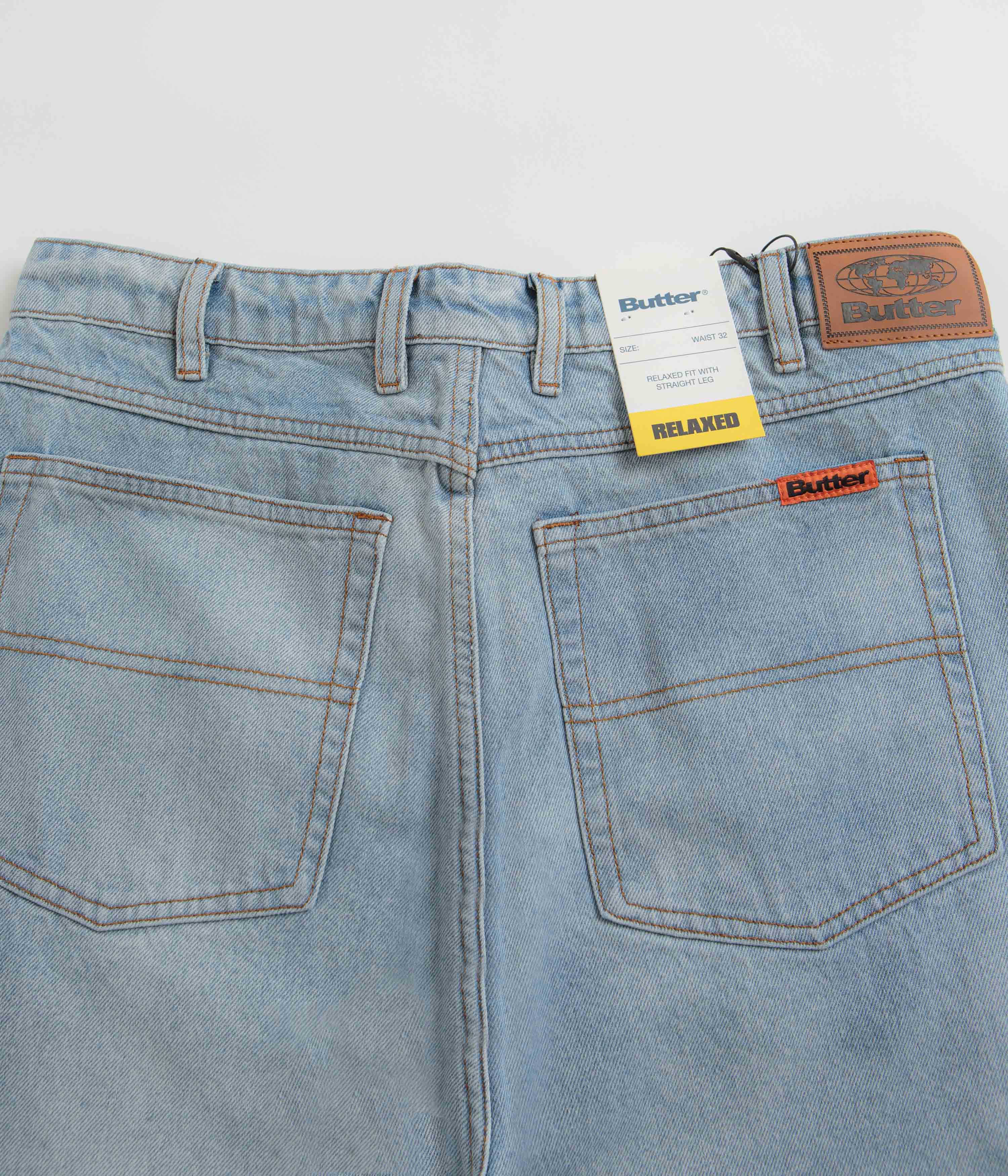 Butter Goods Relaxed Fit Light Blue Denim Jeans for Men - Comfortable Casual Wear for Everyday Outfits