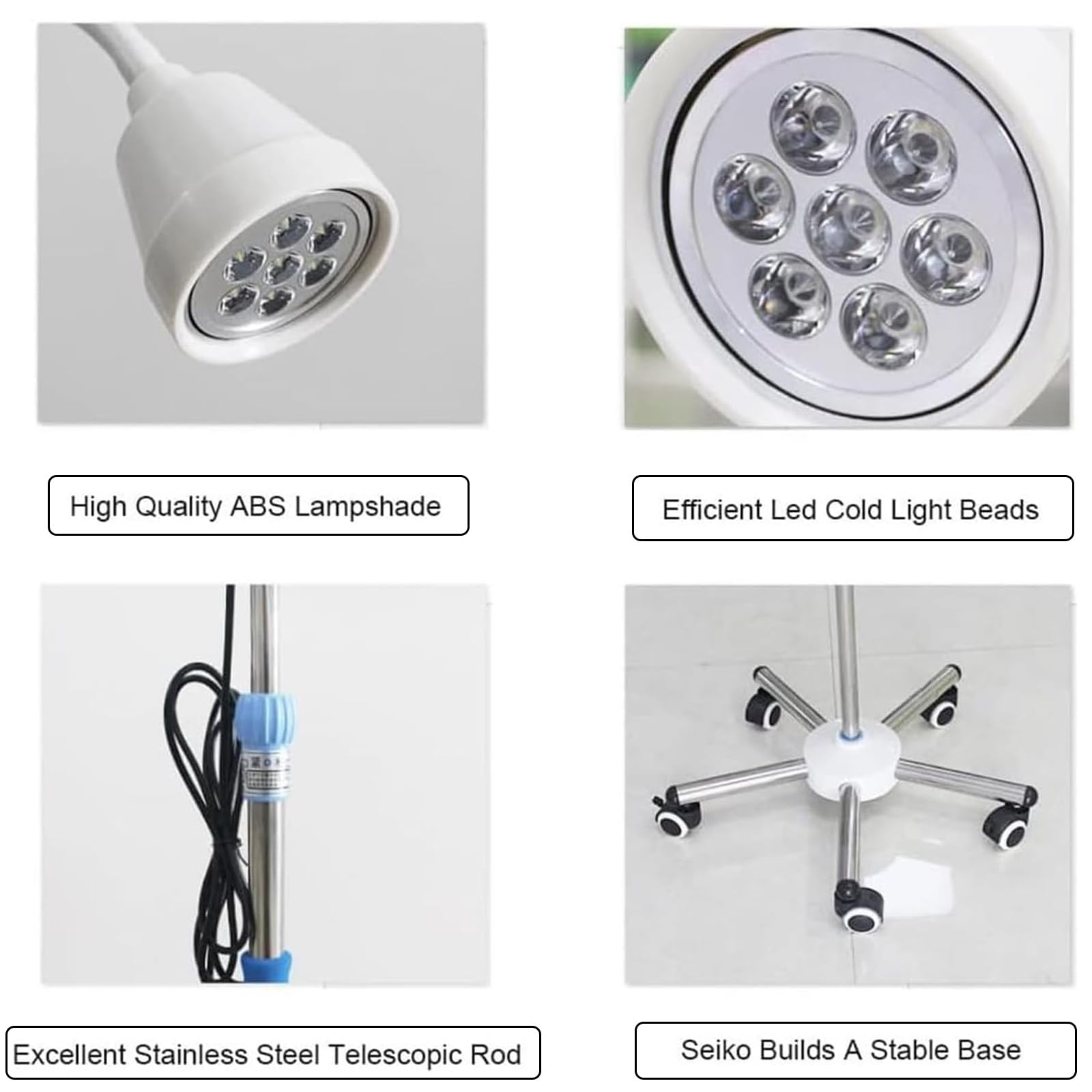 Shadowless LED Medical Exam Light with Adjustable Gooseneck & Mobile Base - Floor Standing Surgical Lamp for Gynecology, Ophthalmology & Tattoo Studios - Perfect for Clinics, Hospitals & Medical Offices