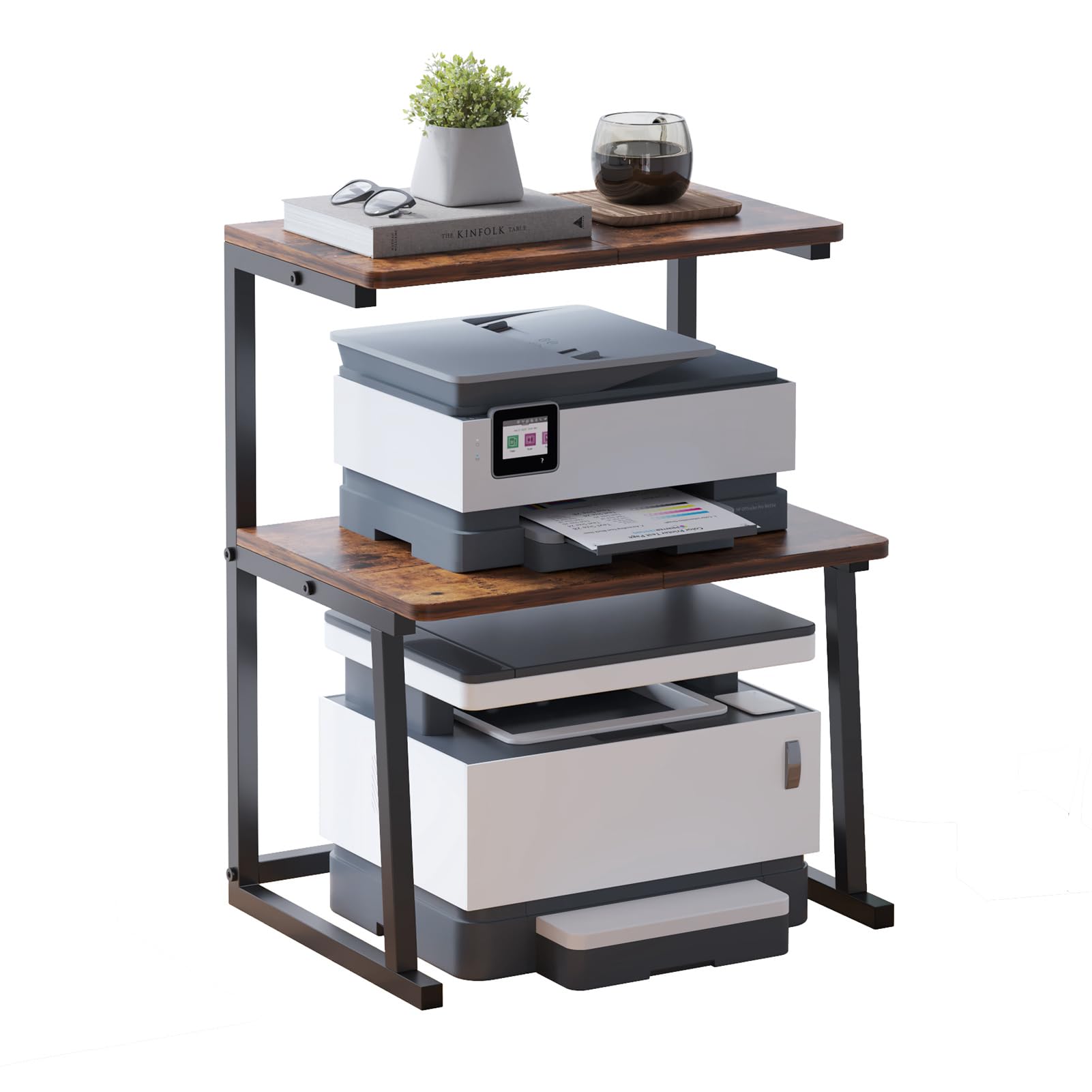 3-Tier Desktop Printer Stand with Bookshelf - Space Saving Multifunctional Organizer for Home Office, Study & Small Spaces - Perfect for Printer, Books, Supplies & Decor