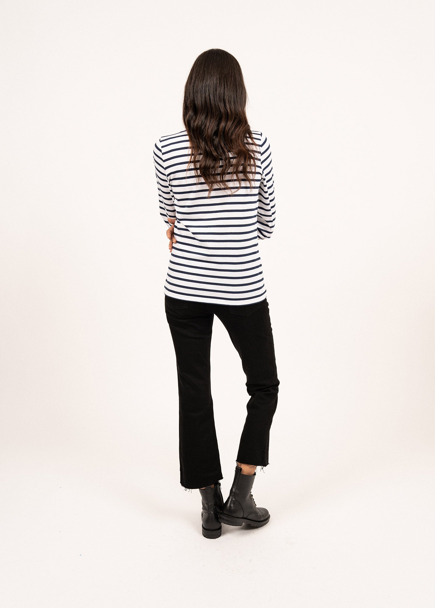 GALATHEE II Women's Breton Striped ¾ Sleeve Cotton Top - Soft & Comfortable Fit in White/Navy | Casual Wear, Office Outfits & Weekend Style