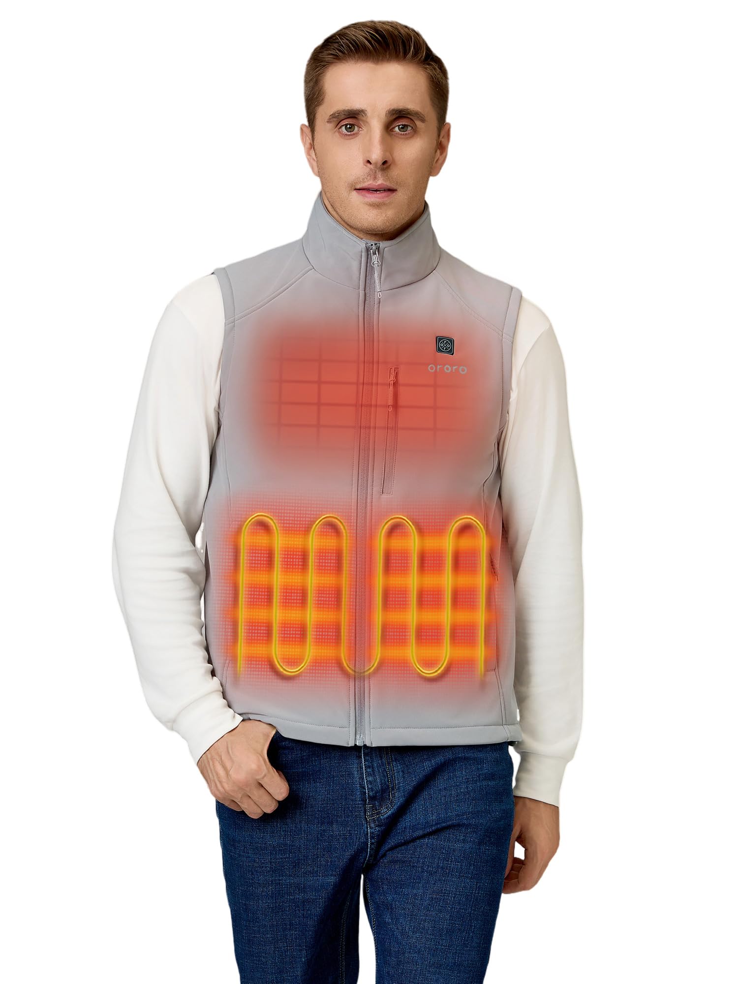 ORORO Men's Heated Softshell Vest with Rechargeable Battery - Winter Warm Heated Jacket for Golf, Hunting & Outdoor Activities (Charger Not Included)