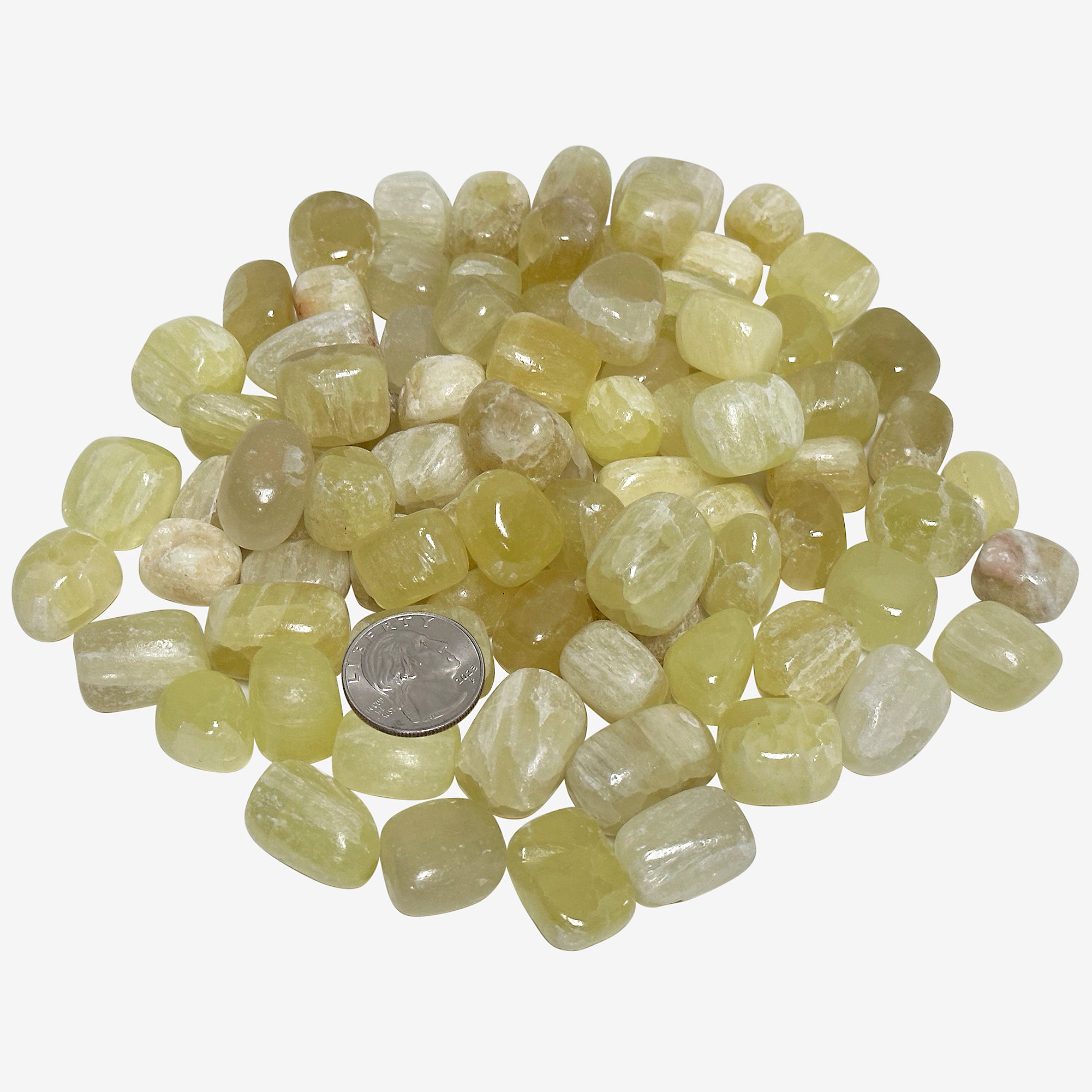 1 lb Natural Polished Lemon Calcite Gemstone Tumbled Stones - Bulk Healing Crystals for Reiki, Meditation & Home Decor - Chakra Balancing & Positive Energy