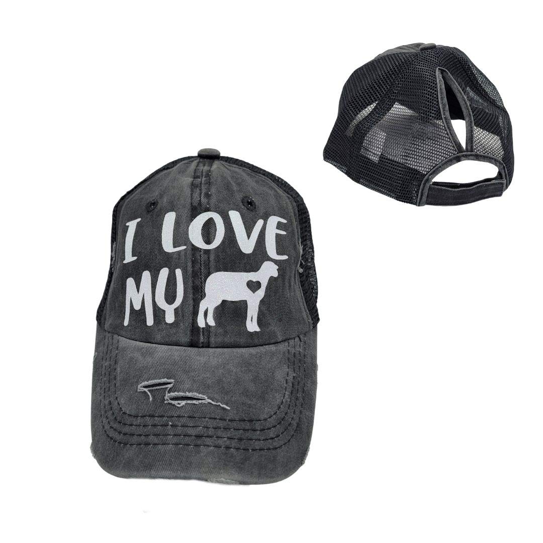Live Stock Animals Trucker Hat - Adjustable Ponytail Baseball Cap for Women - Perfect for Stock Shows, Farm Life & Outdoor Activities