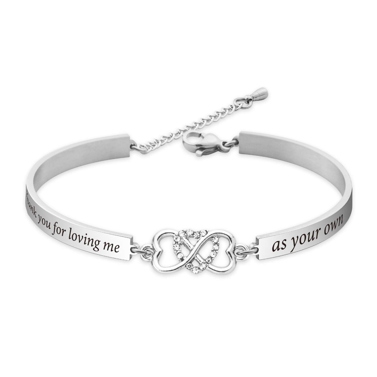 WENATA Stepmother Bracelet - Thank You for Loving Me As Your Own - Heartfelt Stepmom Jewelry Gift for Mother-in-Law, Birthday & Foster Mom | Perfect for Special Occasions & Mother's Day