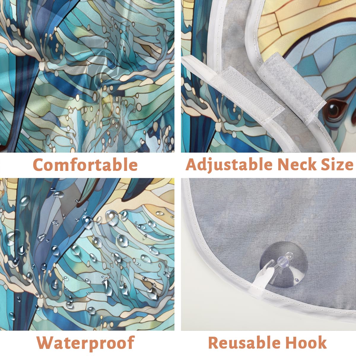 **Dolphin Glass Window Beard Shaving Bib for Men & Women – Waterproof Hair Dye Apron, Makeup Cape, Barber Accessories – Sink Hair Catcher for Trimming, Lineup & Grooming – Perfect Gift for Barbers & Stylists**    *(Ideal for home grooming, salon use, beard trimming, hair dyeing, makeup application, and sink cleanup.)*