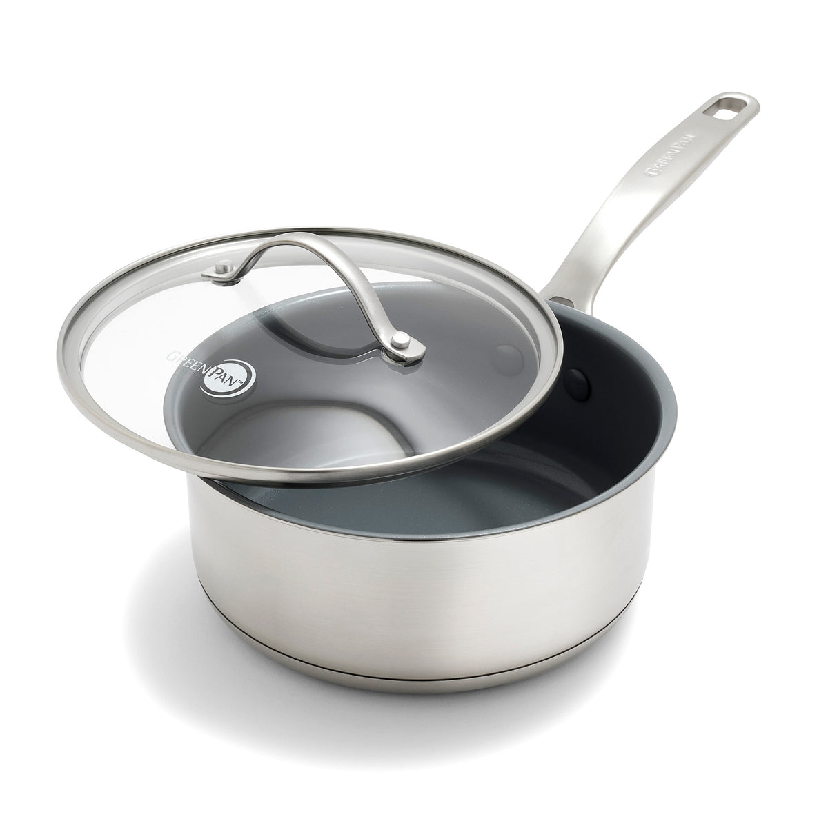 Treviso Ceramic Nonstick Stainless Steel 2 Quart Saucepan with Lid - Perfect for Cooking, Boiling & Simmering Soups, Sauces & Pasta