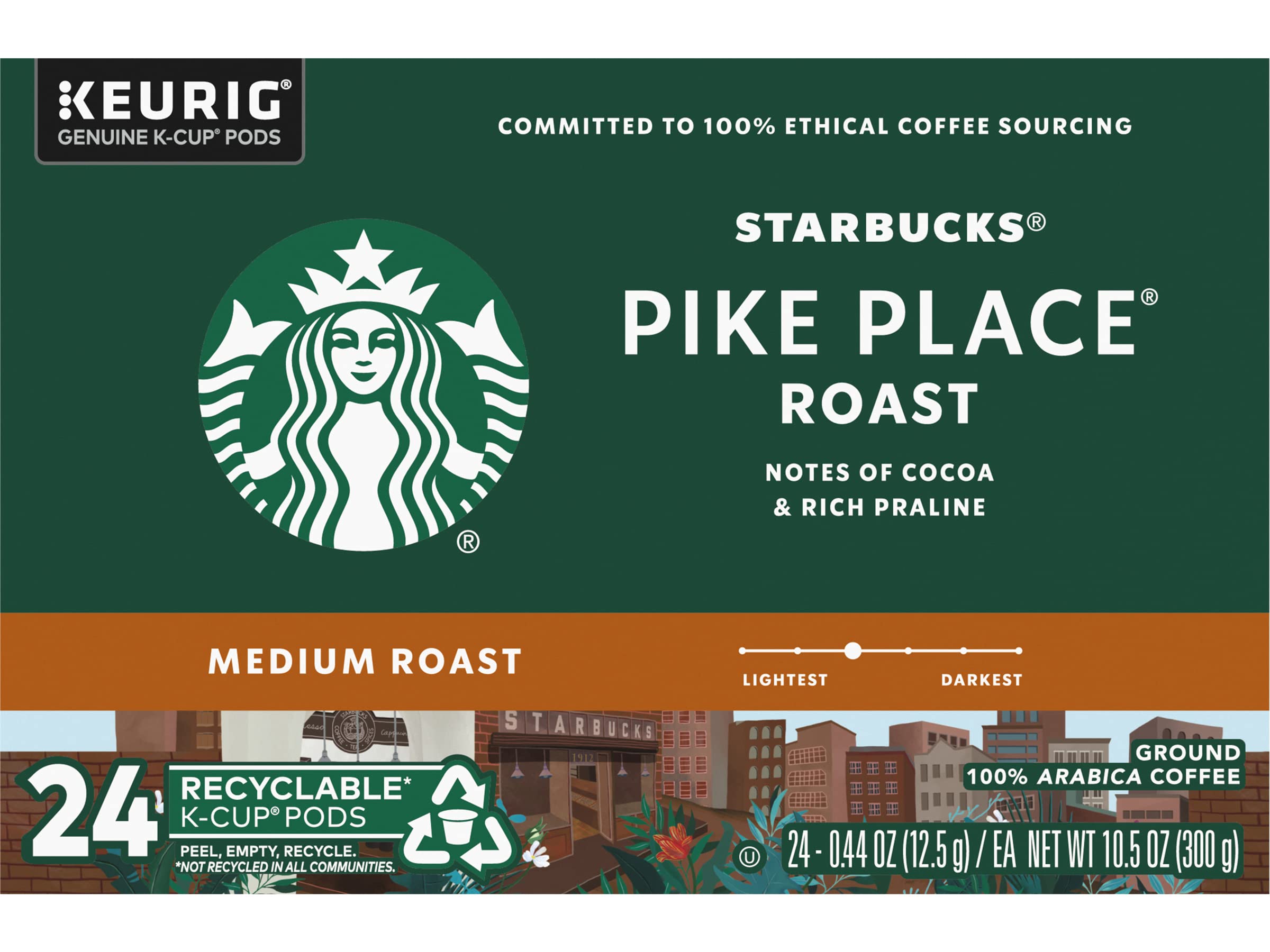 Starbucks Pike Place Roast Coffee K-Cups - Medium Roast Coffee Pods for Keurig Brewers - Perfect for Home, Office & Morning Coffee Routine
