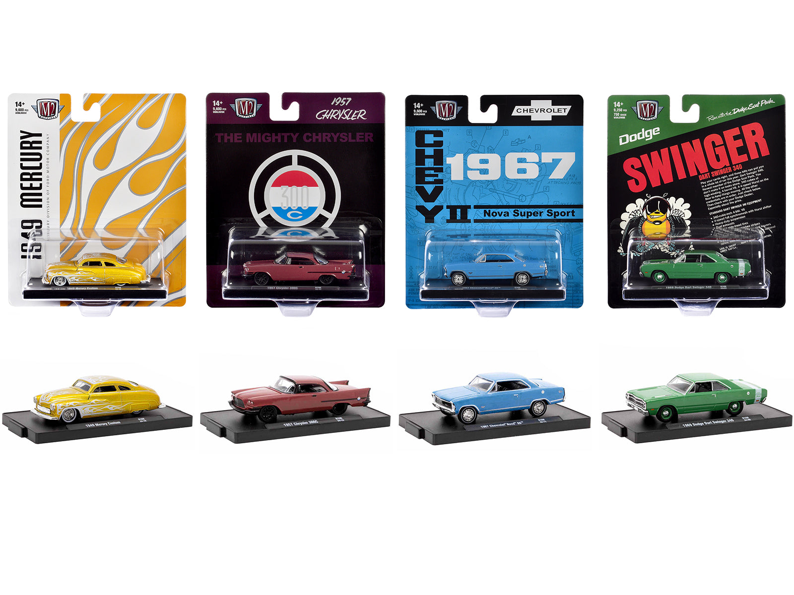 M2 Machines 1/64 Scale Diecast Model Cars - Auto Drivers Limited Edition Set of 4 (Only 9600 Made Worldwide) - Perfect for Collectors, Display Cases & Racing Enthusiasts