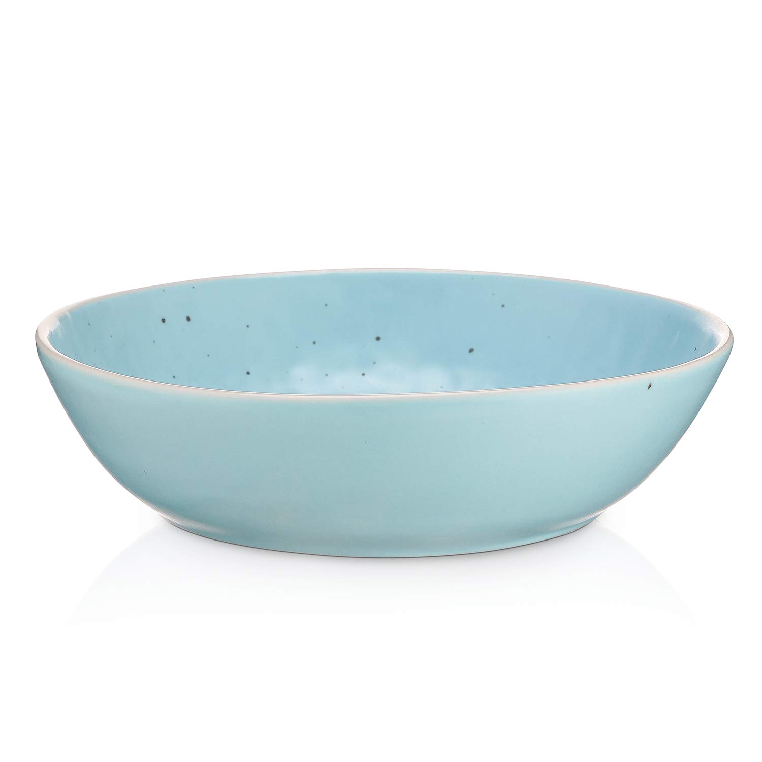 Elena Stoneware 16-Piece Round Dinnerware Set in Blue - Service for 4, Durable Stone Lain Ceramic Plates & Bowls for Everyday Dining, Family Gatherings & Restaurant Use