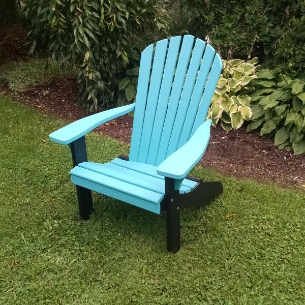A & L Furniture Poly Fanback Adirondack Chair with Black Frame - Durable Outdoor Patio Furniture for Garden, Poolside, and Backyard Relaxation