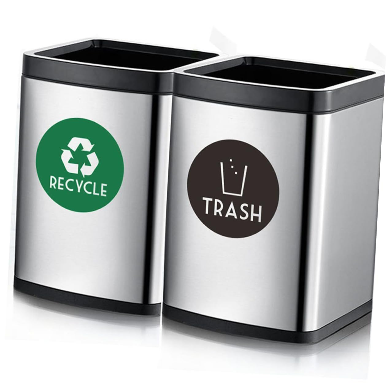 12-Pack PVC Recycling Stickers for Trash Cans - Durable Waste Sorting Labels to Improve Recycling Habits | Perfect for Home, Office & School Bins