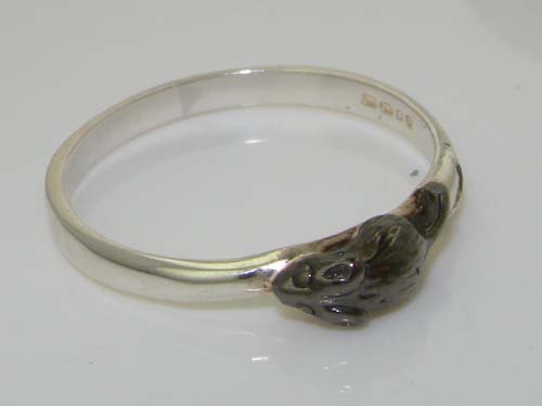Black Rhodium Plated Sterling Silver Mouse Ring with Tail for Women - Sizes 4-12 | Unique Animal Jewelry Gift for Cat Lovers & Disney Fans