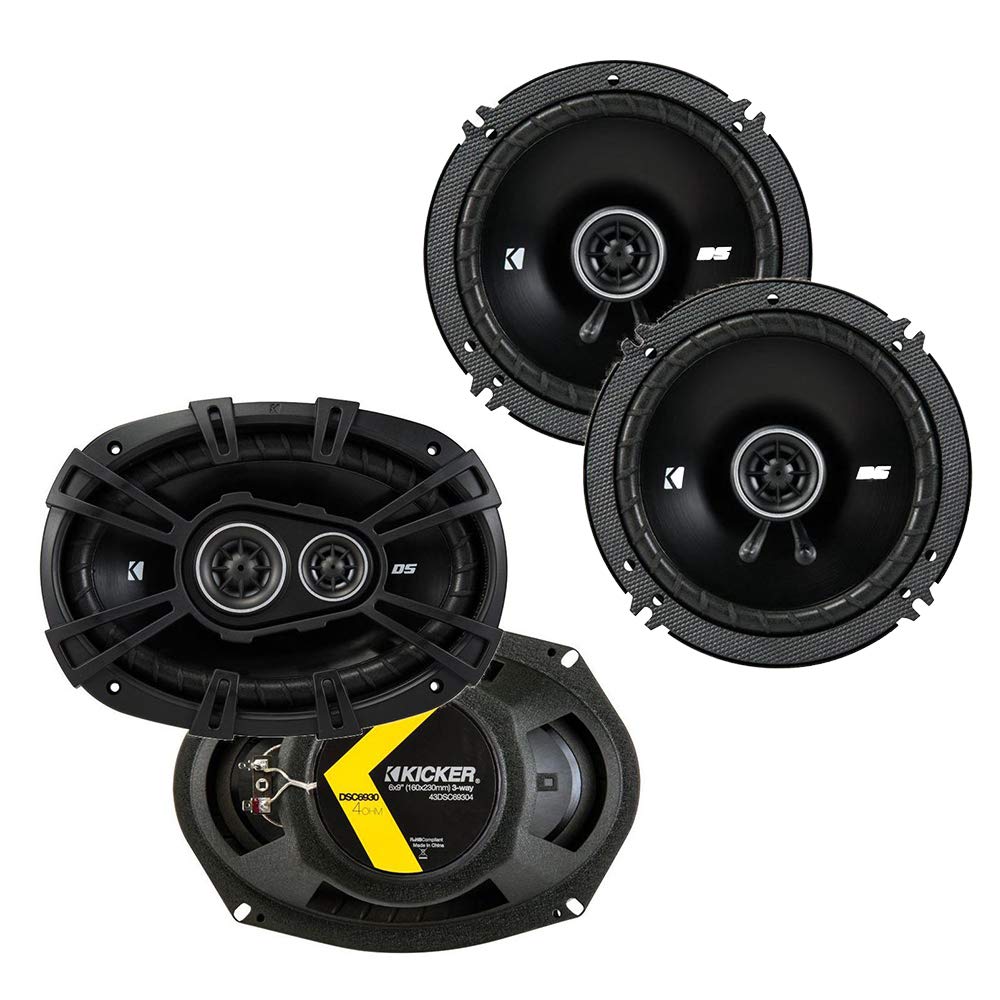 KICKER 43DSC69304 D Series 6x9 Inch 360 Watt 3-Way Dual Car Speakers & 43DSC6504 6.5 Inch 240 Watt 2-Way 4 Ohm Coaxial Speakers - Premium Car Audio System for Trucks, SUVs, and Sedans
