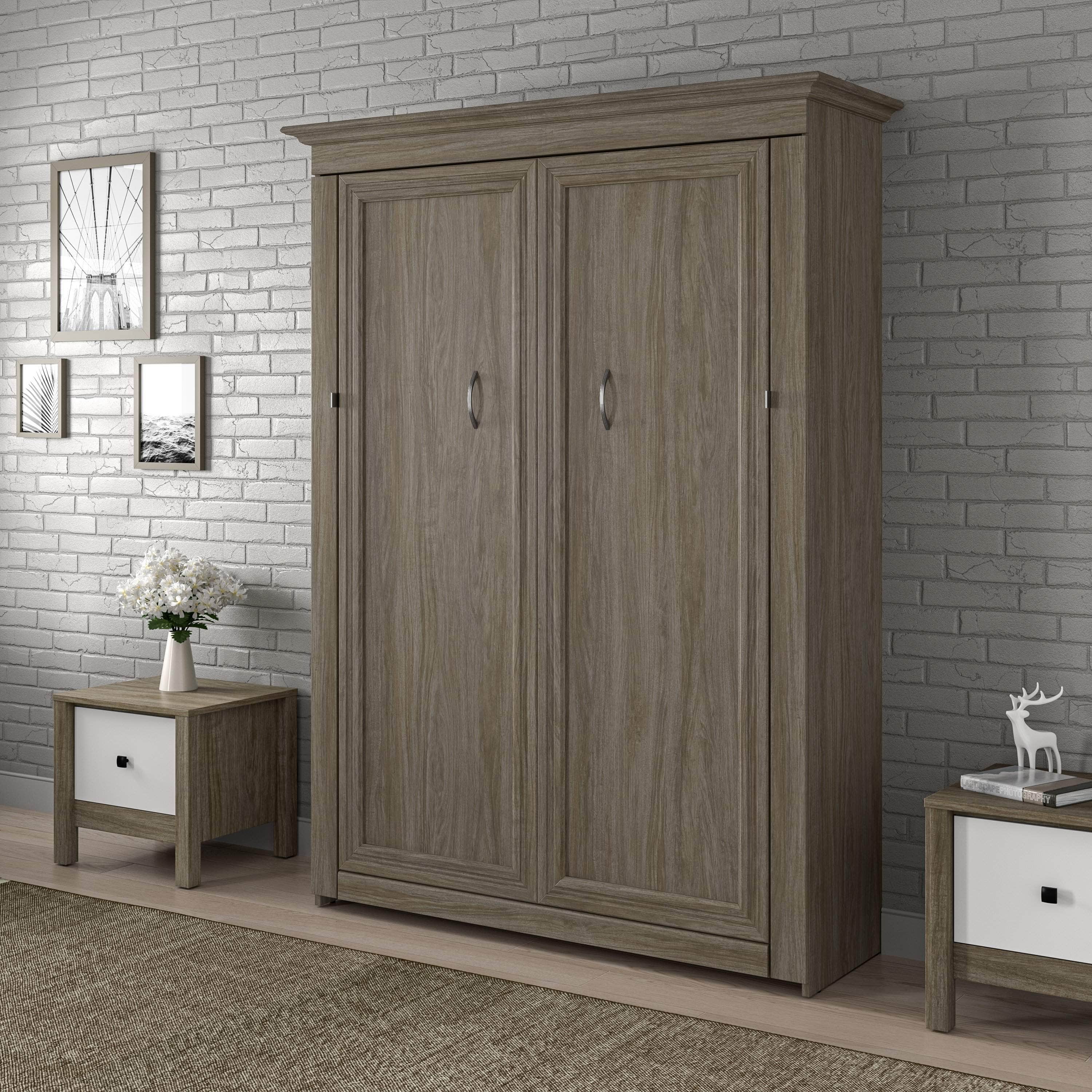 Versatile 59W Full Murphy Wall Bed in Walnut Grey - Space Saving Wall Bed for Small Apartments, Guest Rooms & Home Offices | Easy Fold Down Design