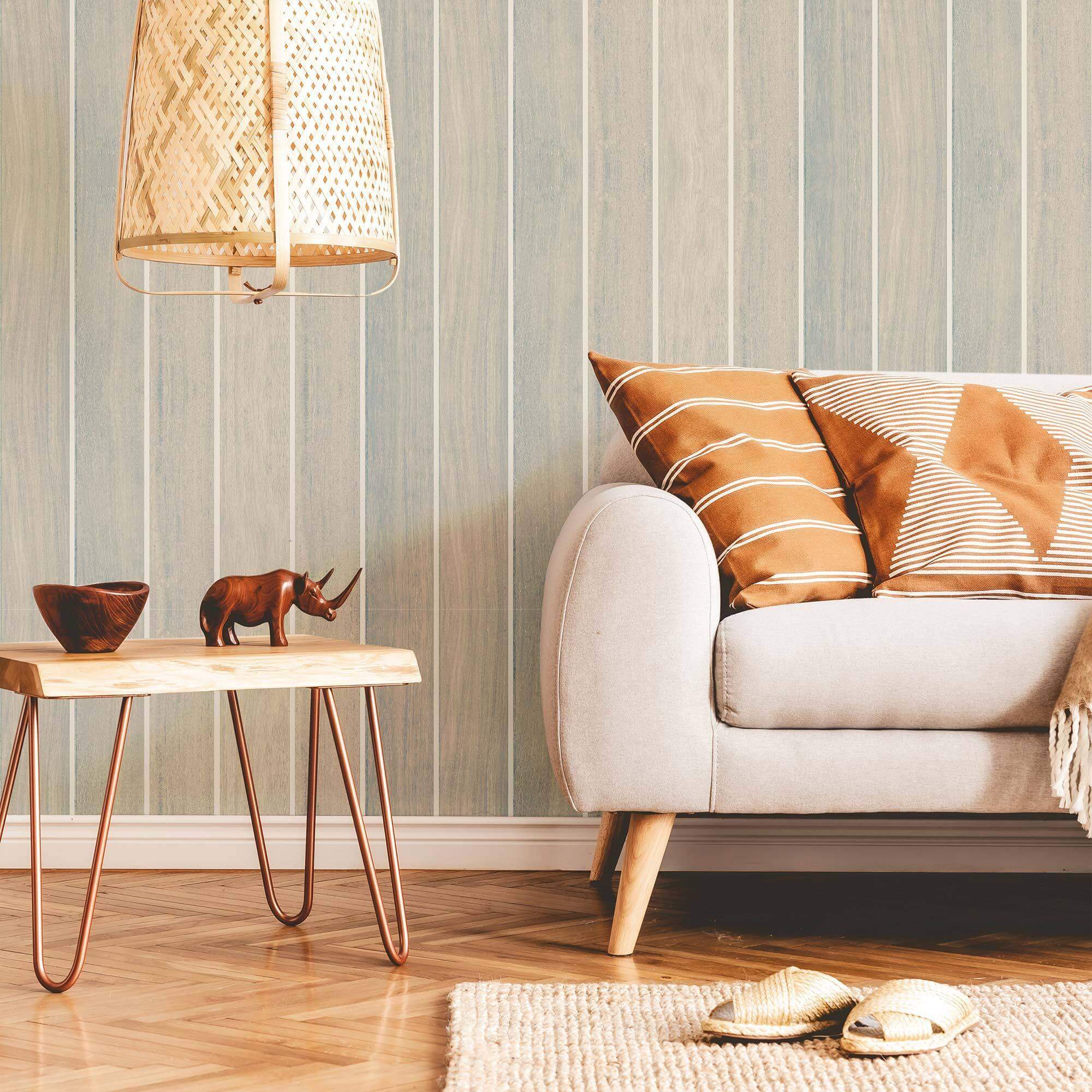Beige Faux Shiplap Peel and Stick Removable Wallpaper - Self-Adhesive Wall Covering for Bedroom, Living Room & Office Decor